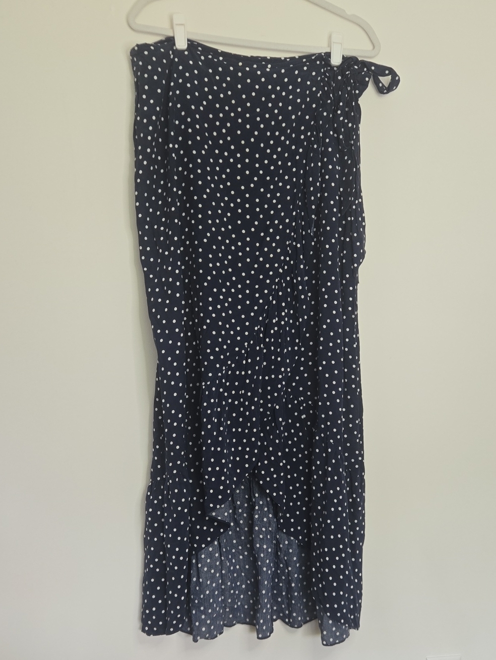 Boden Navy Polka Dot Wrap Skirt with Tie Waist Preppy Flowy Normcore size 12